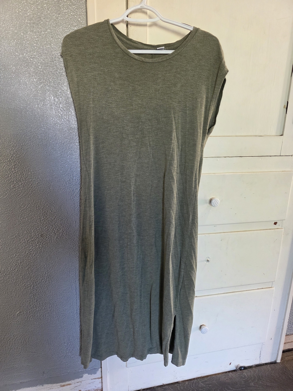 Old Navy Olive Midi Dress with Side Slit
